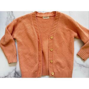 Lacey lane 4t  girls pink coral knit cardigan imported button up cottage teatime